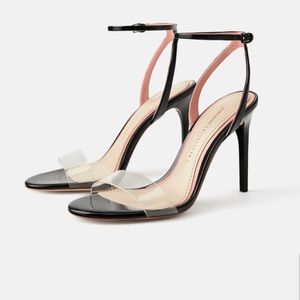 Zara Black and PVC heeled Sandals Sold Out